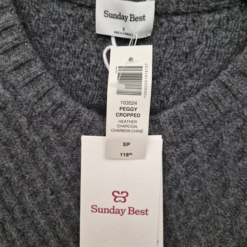 Sunday Best Heather Charcoal Cropped Sweater